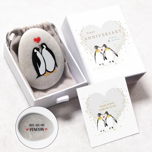 Wedding Anniversary Penguin Pebble Gifts, Valentines Day Happy Anniversary Ideas...