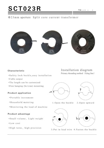 Transformador de corriente núcleo dividido SCT023R 200A medidor de amperaje sensor split core 4