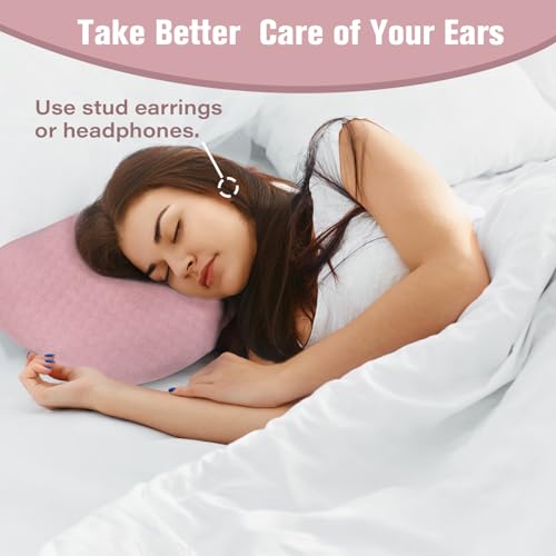Ear Piercing Pillow for Side Sleepers, Ear Pillows with Holes for Pain, Earring Inflammation Pressure Sores, Cotton Earring Pillow for CNH Side Sleepers