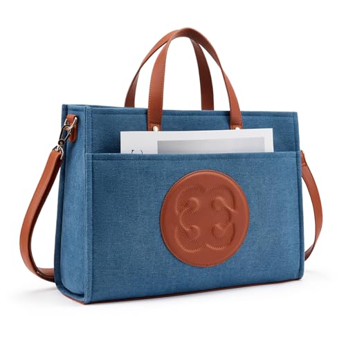 Missnine Denim Tote Bag for Women - Casual & Work - 15.6 inch Shoulder Bag for Office & Business