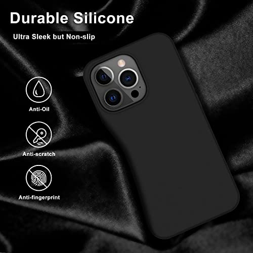 Image of Elzzi Microfiber Candy Case Compatible for iPhone 14 PRO MAX, Shockproof Slim Back Cover Liquid Silicone Case - Black