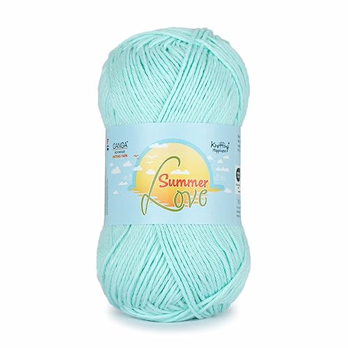 Image of Ganga Acrowools Summer Love - Sport Weight - Cotton Yarn -Oekotex Class L Certified - Pack of 1-50 GMS Per Ball (Pale Turquoise)