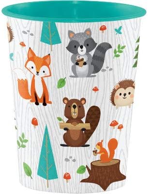 Woodland Animal Creatures Party Supplies, Wild One Birthday Printed Plastic 16 Ounce Tumblers, Box of 24