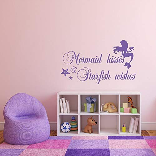 Wall Sticker Decor?Mermaid Kisses and Starfish Wishes Removable Wall Art Sticker Vinyl Decal Mural Home Decor