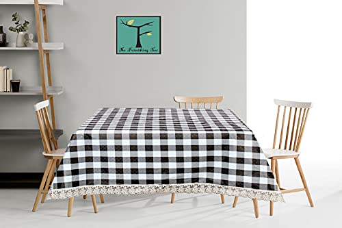Image of The Furnishing Tree Waterproof Square Shaped Center Table Cover Size 40x40 inches with White Border Lace