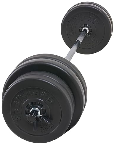 Langhantelset aus 1,6 m Hantelstange mit 60 kg Gewichten (4 x 5 kg, 4 x 10...