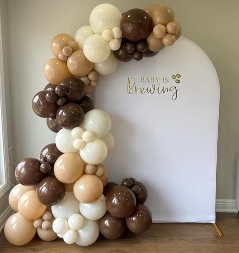 Image of Boho Brown White Nude Balloon Garland Arch Kit 170Pcs, Different Sizes Dark Brown White Sand Neutral Balloons for Bear Woodland Birthday Baby Shower 2026 Graduation Wedding Party Decorations