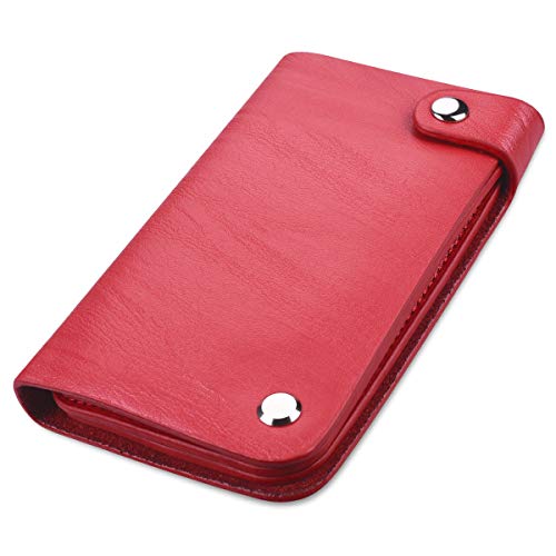 Preisvergleich Produktbild LegendTech Kreditkartenetui Echtes Leder Kartenetui Geldklammer Portmonee Geldbeutel 30 Kartensteckplatz RFID Schutz für Alltag Glattes Geschenk zum Unisex - Rot