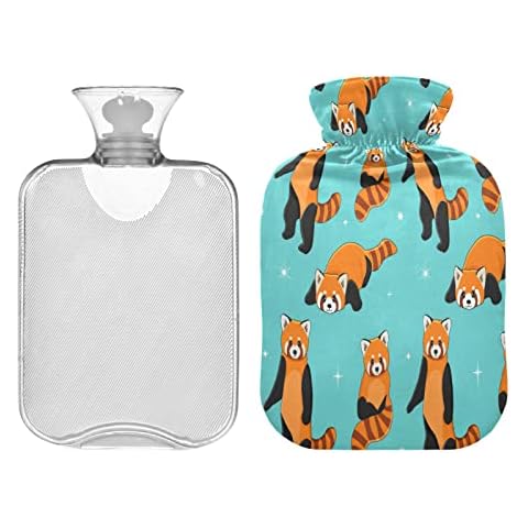 Cute Red Panda Hot Water Bottle 1L Winter Hot Water Bag Warm Water Bottle Soft Plush Cover Hand Feet Warmer for Kids Men Women Cover