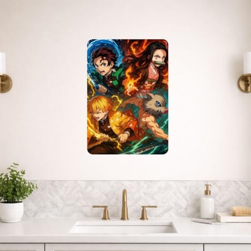 Image of Zesta Bathroom Decor Items Washroom Decor Tin Sign | Aesthetic Posters Wall Poster for Bedroom | Magnetic Cafe Decoration Items / Restaurant Decorations Items | Quirky Home Decor Bar Accent (Demon Slayer((2))