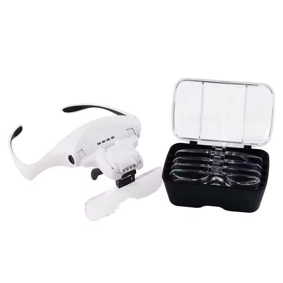 Gafas de belleza con luz LED y 5 lentes para accesorios de maquillaje