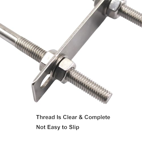 Image of Square U Bolts 304 Stainless Steel U-Bolts 1 inch Wide 2.7 inch Length (M6x25x70mm) U Clamps Bolt with Frame Plate, Washers and Nuts (6 Pack)