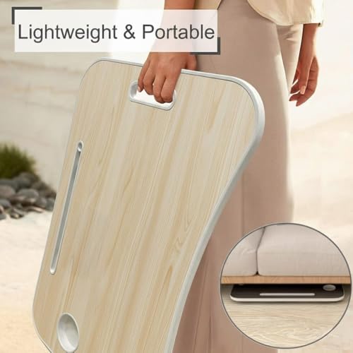Image of Tarkan Stud Foldable Wooden Mini Lapdesk for Couch, Sofa Bed, Study Tray Table Stand for Writing (White)