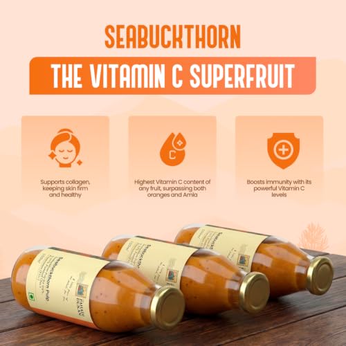 Image of My Pahadi Dukan 100ml Himalayan Sea Buckthorn Berry Pulp, Natural Source of Vitamin C, Omega 3 6 7 9, Antioxidants For Immunity, Skin Glow & Gut Health, Herbal Juice Seabuckthorn Supplement, Tested