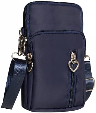 NAVOVI Nylon Phone Purse Crossbody for Women Running Mini Cross-Body Cell phone Wallet Purse Phone Armband Wallet Gym Fitness Travel Cell Phone Bag for 6.5 inch Smartphones (Navy Blue)