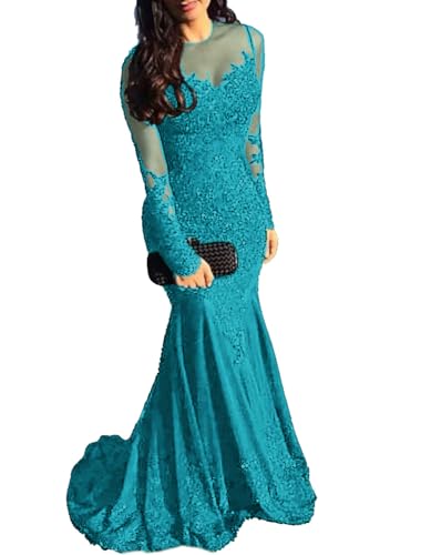 Mermaid Evening Gown Sequin Prom Dress Sparkle Formal Gown Sweep/Brush Train Long Sleeve Illusion Neck 2024