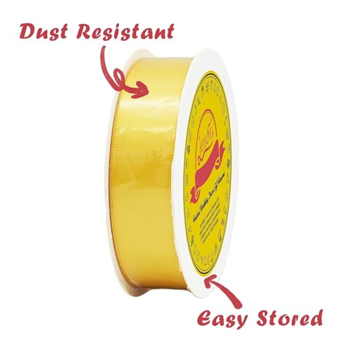 Image of Double Face Maize Yellow Satin Ribbon 7 /8 inch X 25 Yards Polyester Maize Yellow Ribbon for Gift Wrapping Very Suitable for Weddings Party Invitation Decorations and More