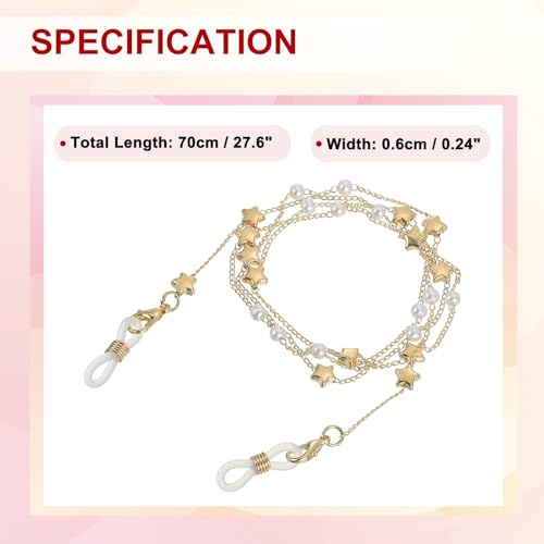 Image of uxcell Beads Eyeglass Chain, Pearl Glasses Strap Eyewear Retainer Chain Around Neck Sunglass Holder for Girls Women