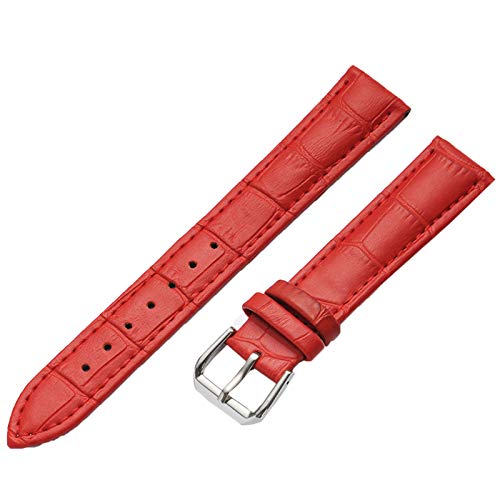 SOUGAO Genuine Leather Watch Strap Vintage Retro Classic Quick Release Watch Replacement Bands Red 17mm