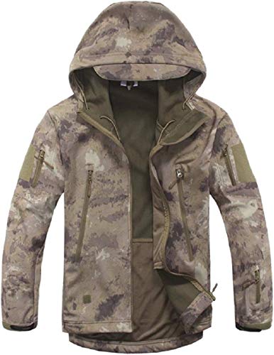 SZAWSL Veste militaire imperméable en softshell pour homme avec doublure en polaire, Camouflage, Veste tactique,XL,Camouflage Kaki Cover