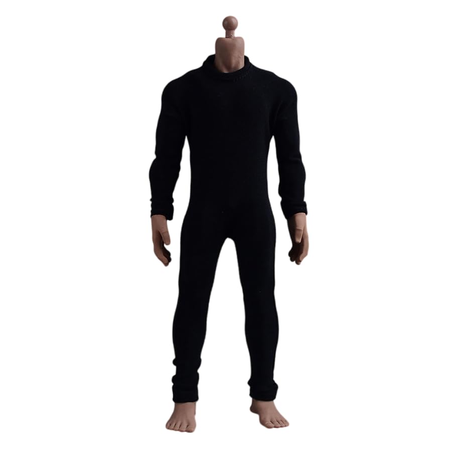Vêtement 1/12 de haute précision en tissu noir pour figurine