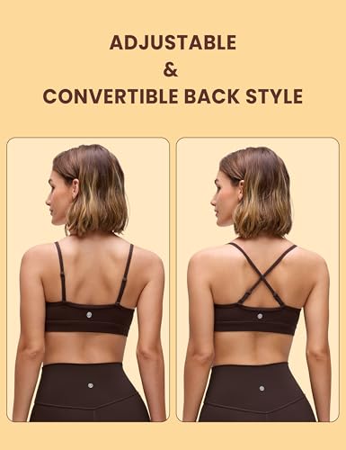 Image of CRZ YOGA Butterluxe V Neck Sports Bras | Light Support, Removable Pads, Yoga, Extremely Soft, Square Back, Adjustable Spaghetti Straps, for Women