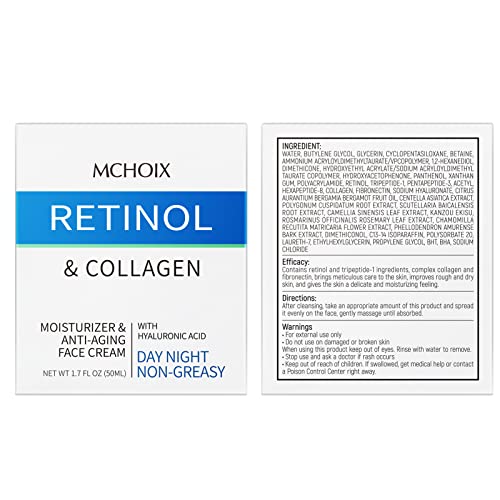 Retinol Facial Cream, Collagen Cream With Hyaluronic Acid, Anti-Aging Facial Moisturizer Day And Night, Serum For All Skin Types For Men And Women1.7Fl Oz #TOP3