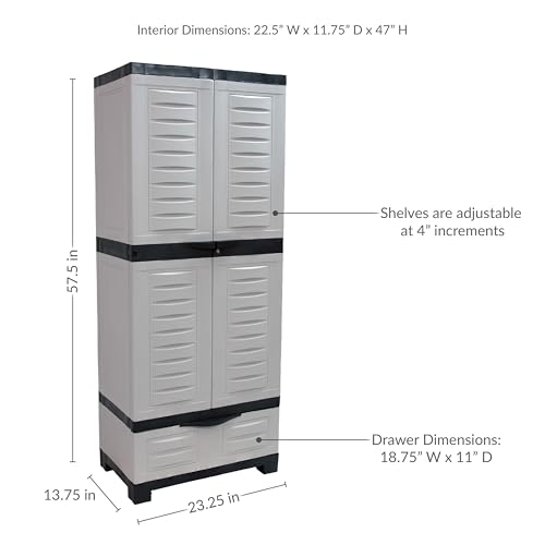 Image of Sunnydaze 57 inch Garage Storage Cabinet with Locking Doors & Shelves, Gray
