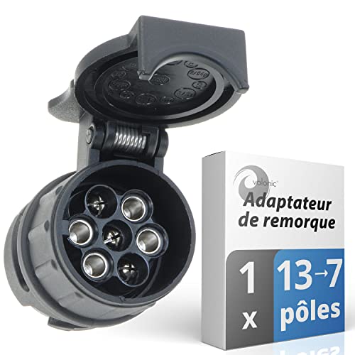 valonic Adaptateur de remorque de 13 Broches vers 7 Broches - Noir - pour Voiture, remorque, Camion, Caravane