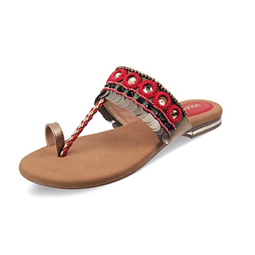 Image of SOLE HEAD Red Flat Women Sandal