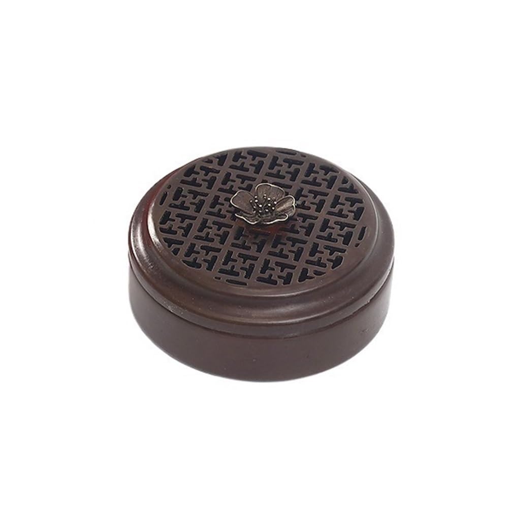 Creative Round Copper Incense Burner Home Indoor Tea Ceremony Box Decor