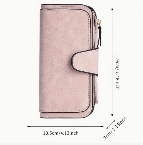 Wallet for Women, 1pc Women's Fashion Wallet, Synthetic Leather Long Clutch with Zipper and Snap Closure, Tri-Fold Design, Multi-Card Holder, Large Capacity, Casual Chic Style (Grey) 6