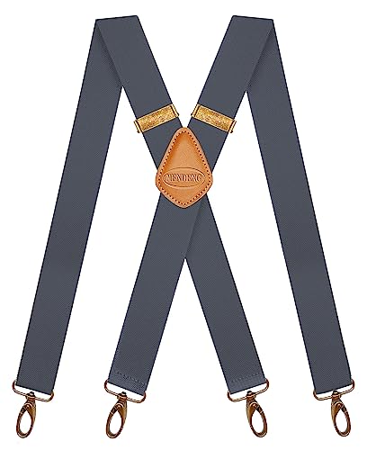 Image of MENDENG Suspenders for Men Heavy Duty Swivel Hooks Retro X-Back Adjustable Brace