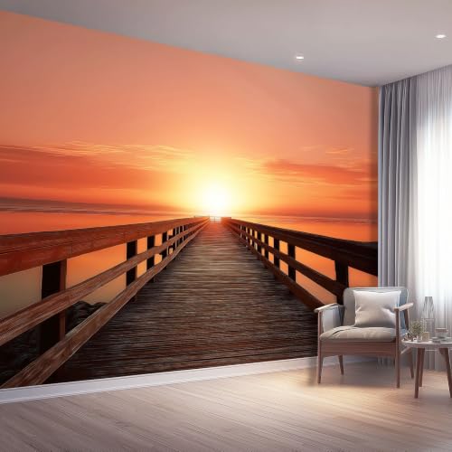 Papier peint panoramique coucher de soleil pour masquer mur abîmé