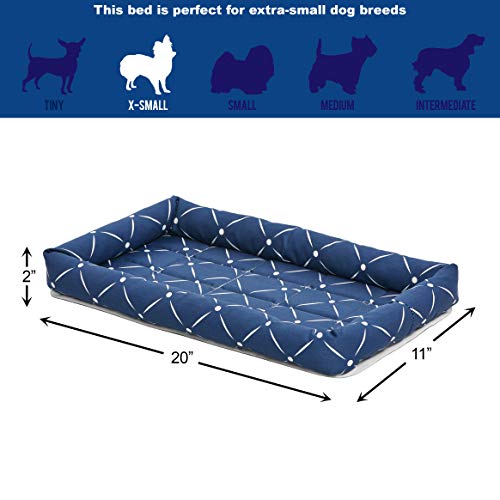 Image of Midwest Homes for Pets 40222-BLD Quiet Time Couture inchAshton inch Bolster Pet Bed, Small Dog /22 inch, Blue
