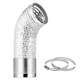 Anitonaia 4 Inch 3 FT Flexible Dryer Vent Hose, 6-Ply Aluminum Foil Dryer Vent Kit with 2 Clamps, Silver PVC Exhaust Duct