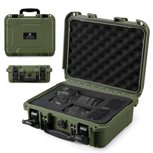K&F CONCEPT Maletín Rígido, Maletín Fotográfico Exterior Impermeable IP67 y Resistente a los Golpes con Espuma Troquelada para Cámaras, Drones y Lentes | 34.5x29x13.5cm, Verde