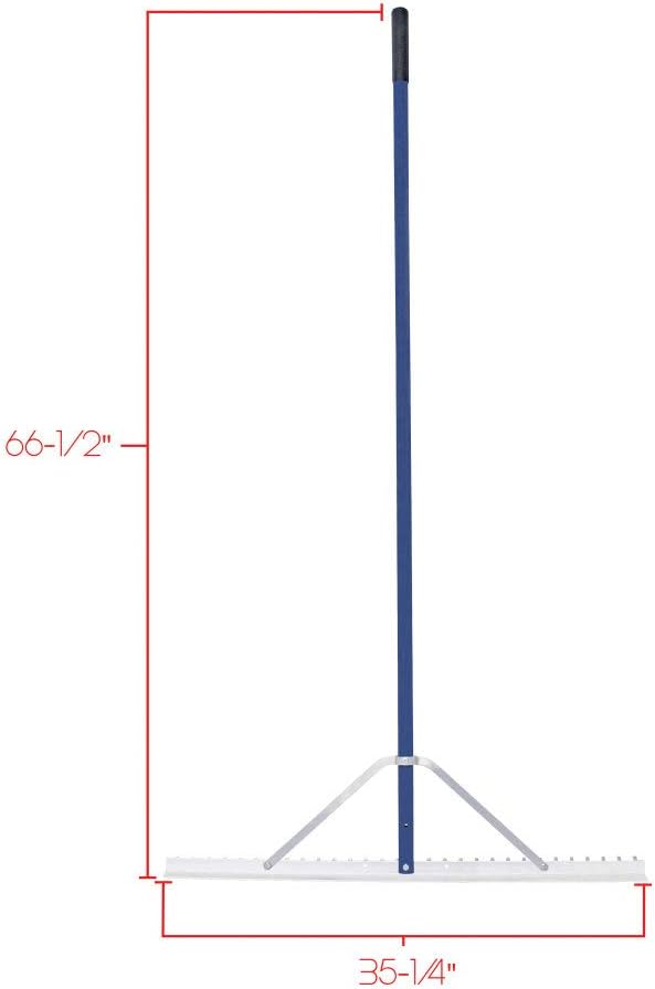 Extreme Max 3005.4095 36" Commercial-Grade Screening Rake for Beach and Lawn Care with 66" Handle,Silver