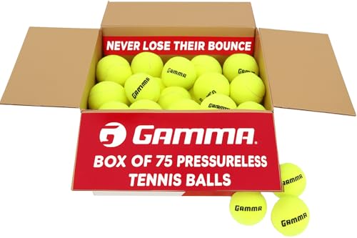 Gamma Sports Pressureless Tennis Balls Box - Ideal for Practice, Teaching, and Training with High-Visbility Felt - Indoor and Outdoor Court Play - Box of 75