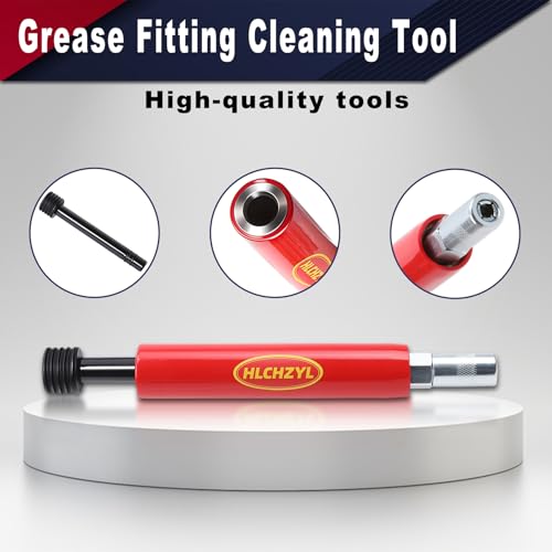 Image of Grease Fitting Cleaning Tool Zerk Kit Updated, Heavy Duty Hydraulic Pressure Cleaner Tool for Dried Grease Fitting Removal, Universal for Trucks, Tractors, Excavators, Includes a Spare Coupler