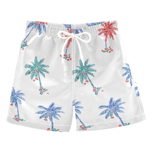OREZI Boys Swim Trunk Simple Palm Trees Pattern Bathing Suit Swim Shorts for Toddler Kids Teens
