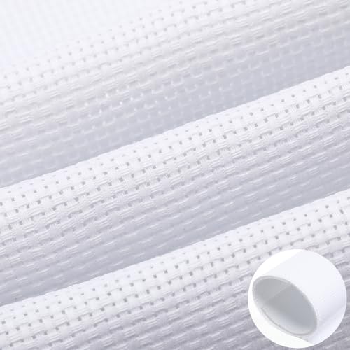 Image of Zeyune Needlepoint Canvas 20 x 24 Inches 14 Mesh Blank White Canvas with 36 Colors Cotton Threads and 5 Needles for Embroidery, Knit Crochet Projects