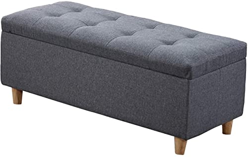 Boîte de rangement pour repose-pieds en tissu de 31 pouces avec dessus rembourré