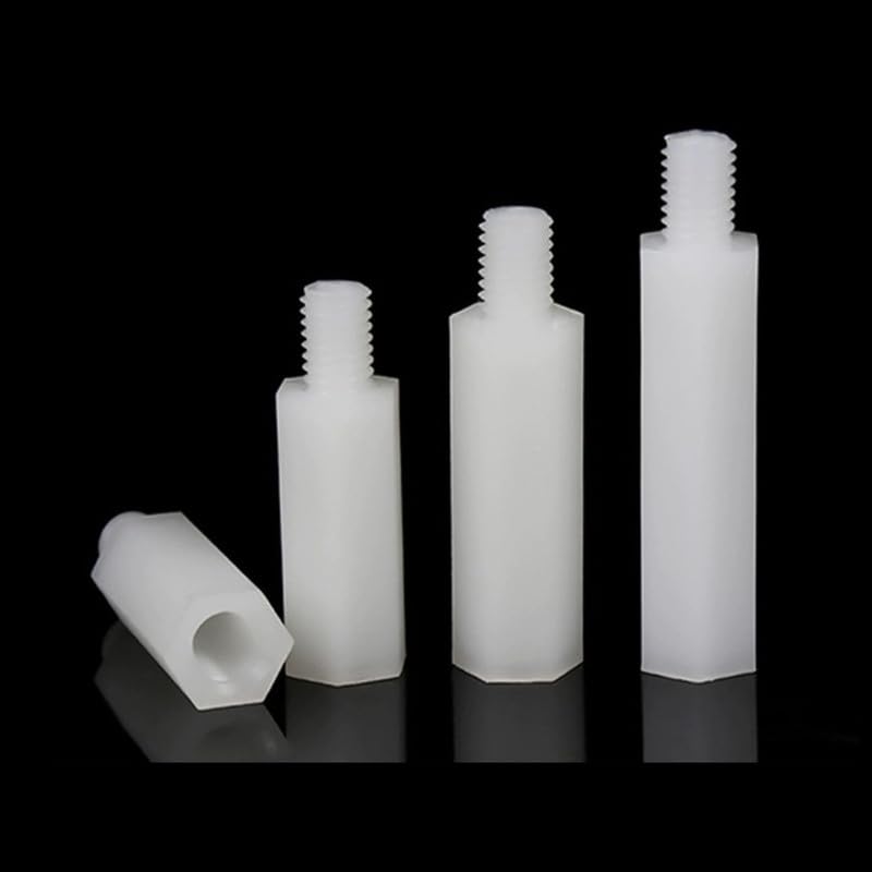 Plastic Standoff Screws Single end Female Threaded Insulation Stud Nylon Hex Spacer Standoffs Hexagonal Pillar M4 x 15 +6mm 20 Pcs