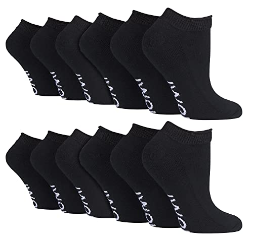 Chaussettes diabétiques basses IOMI contre la compression | 12 paires sans couture noir 46-50