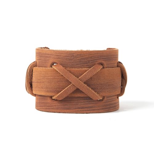 Pulsera trenzada de cuero genuino estilo vintage miniatura 1