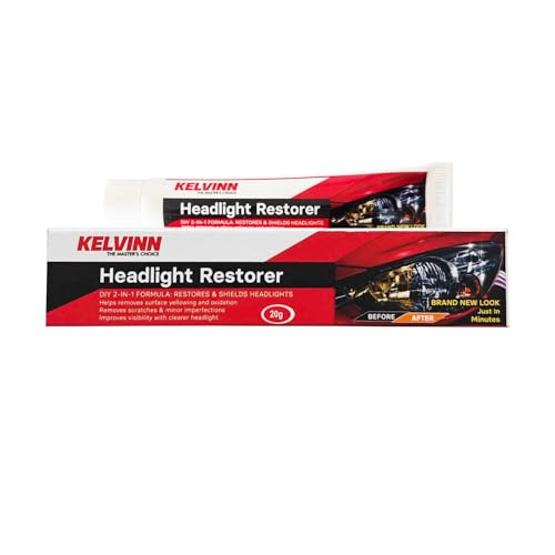 Image of Kelvinn Headlight Restorer 100g,Removes Yellowing, Fades & Scratches, Restores Clarity & Shine for Car and Bike Headlights, Improves Night Visibility (Pack of 5)