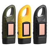 3 Pack Wind Up LED Torch, Hand Crank & Solar Powered Torch with Carabiner, Super Bright 10m Emergency Flashlight, Portable Camping Torchs for Hiking, Outdoor, Survival