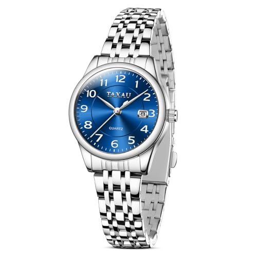 Women's Watches Roman Numeral Diamond Stainless Steel Waterproof Watches for Women with Date Day Women Wristwatch