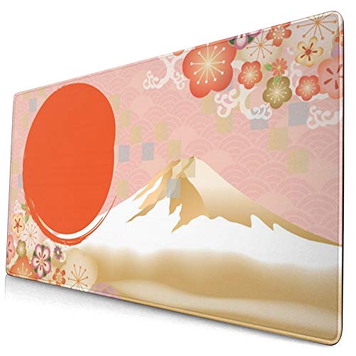 和風 マウスパッド 大型 ゲーミング 太陽 富士山 和柄 桜 マウスマット デスクマット 特大 おおきい キーボードパッド ゴム底 エレコム 光学式 マウス対応 滑り止め 耐久性 良い おしゃれ かわいい 防水 サイバーカフェ オフィス最適 適度な表面摩擦 40cm X 75cm